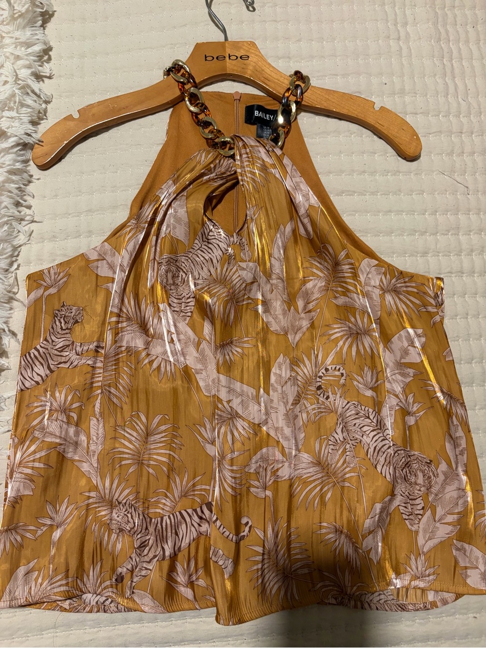 Halter Top with golden mustard with Tortoiseshell Chain